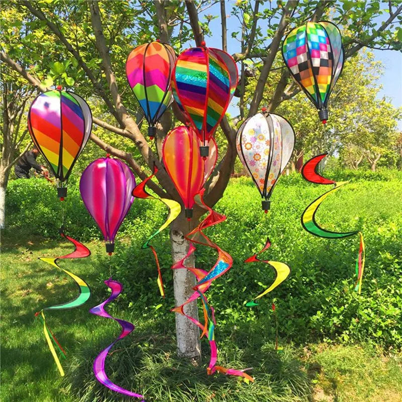 T02C!-Garden Spring Hot Air Balloon Pendant Rotating Windmill Hanging Decoration