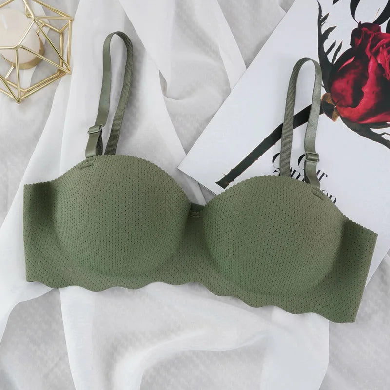 Sexy Push Up Bra for Women Sweet Wireless Brassiere Breathable Seamless Underwear 1/2 Cup Gather Female Lingerie Bralette