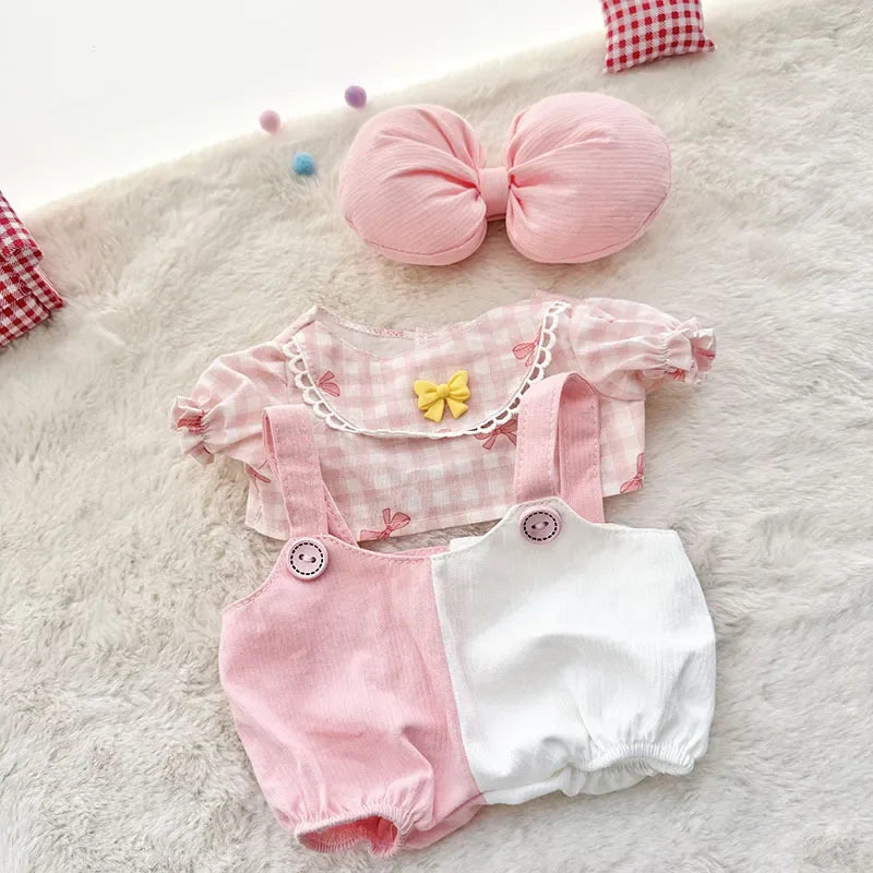 Baby Three Doll Clothes For 400% Large Cute Bow Double Spelling Back Pants Adorable Three-Piece Set Doll'S Accessories Gifts