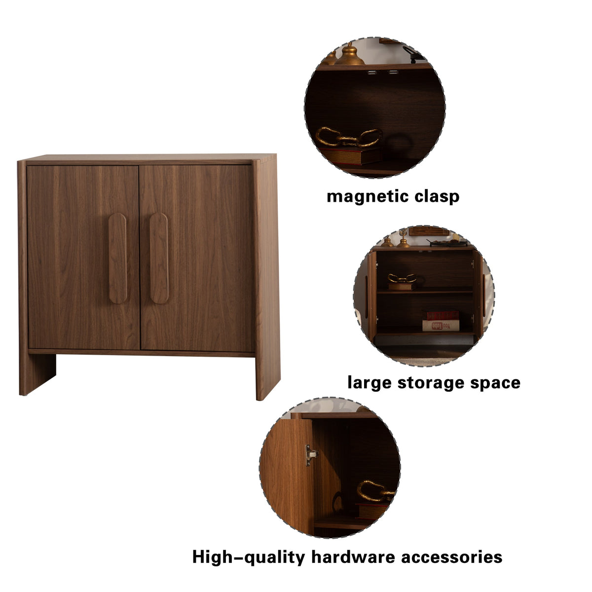 Sideboard Cabinet with Two Doors and an Adjustable Shelf in Walnut