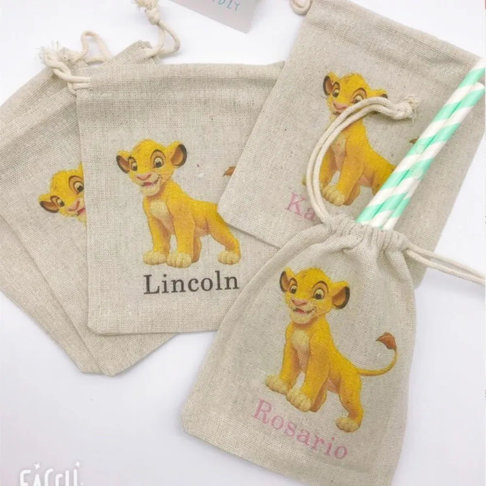 20pcs personalize any cartoon lion Birthday Gift favor bags, Baby Shower thank you gift bags, Christening baptism gift bags