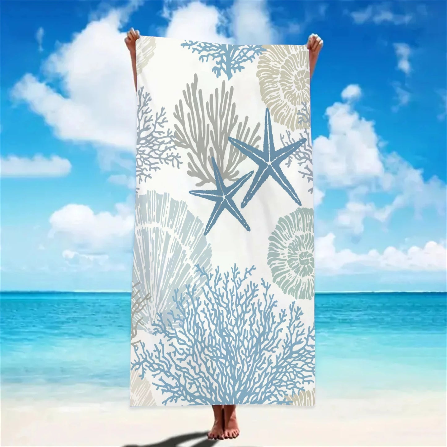 1PC Starfish Beach Towel Sea Side Pool Towel Holiday Birthday Gifts For Adult Quick-Drying Bath Towels Sea 70x140cm 140x180cm