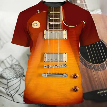 1 Piece Custom Your Picture Music Tshirts Guitar Pattern 3D Print T-Shirt Men Women Fashion  Tops Kids Boys Tees Male Clothing R