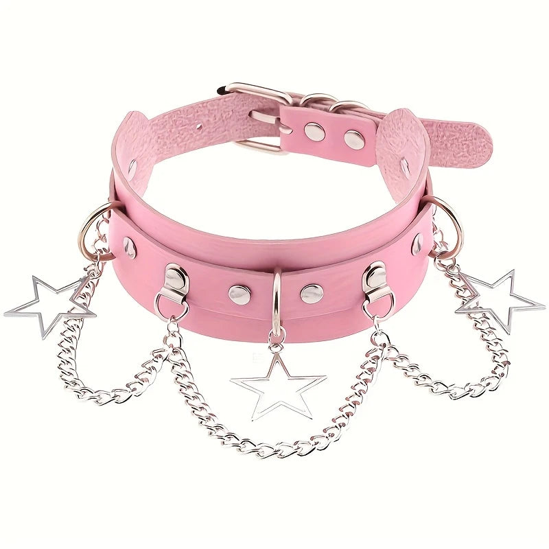 Gothic Rock Y2k Exaggerated Pentagram Pendant With Adjustable Collar, Women's Daily Party Wear, Christmas Carnival Fashion Gift
