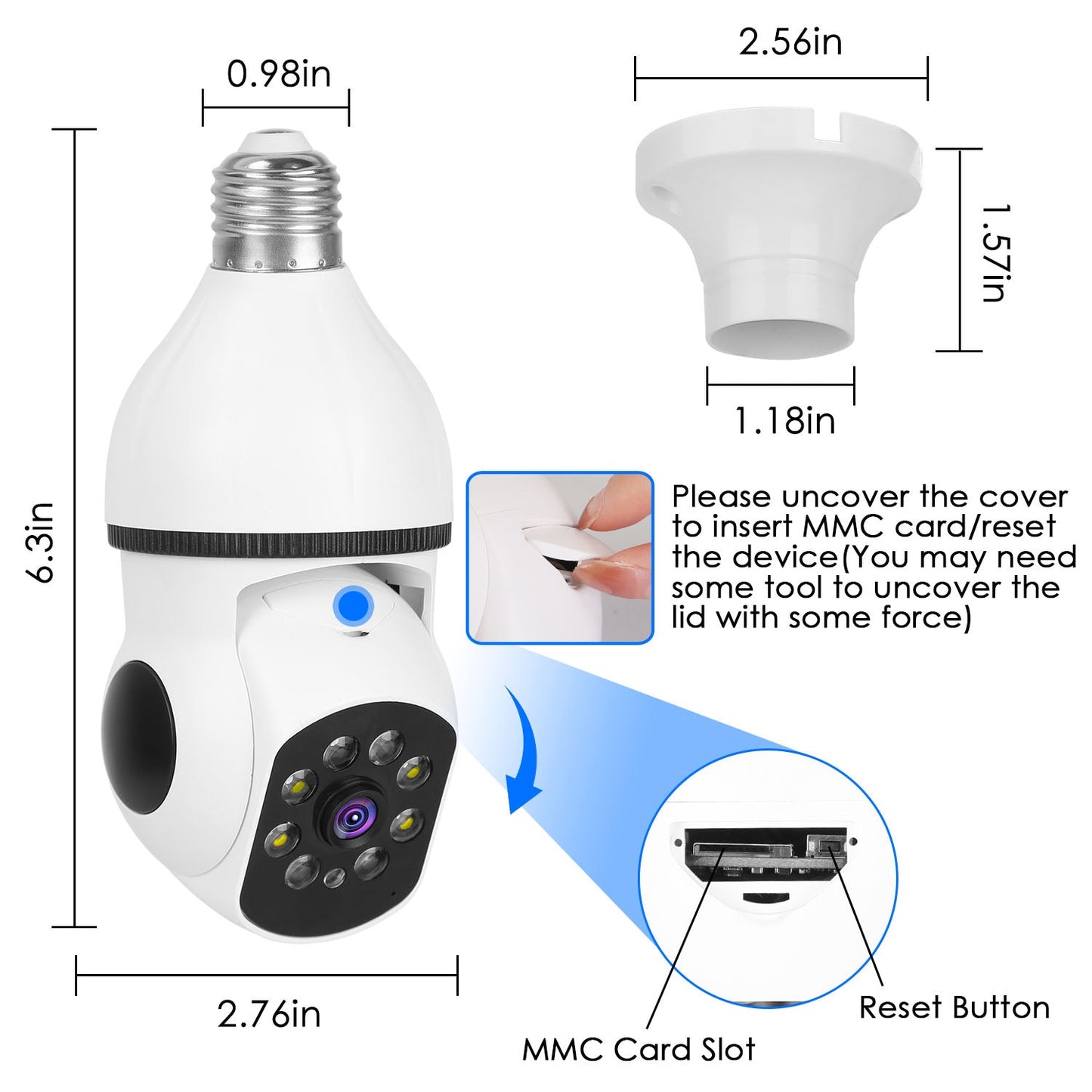 1Pc E27 WiFi Bulb Camera 1080P FHD WiFi IP Pan Tilt Security