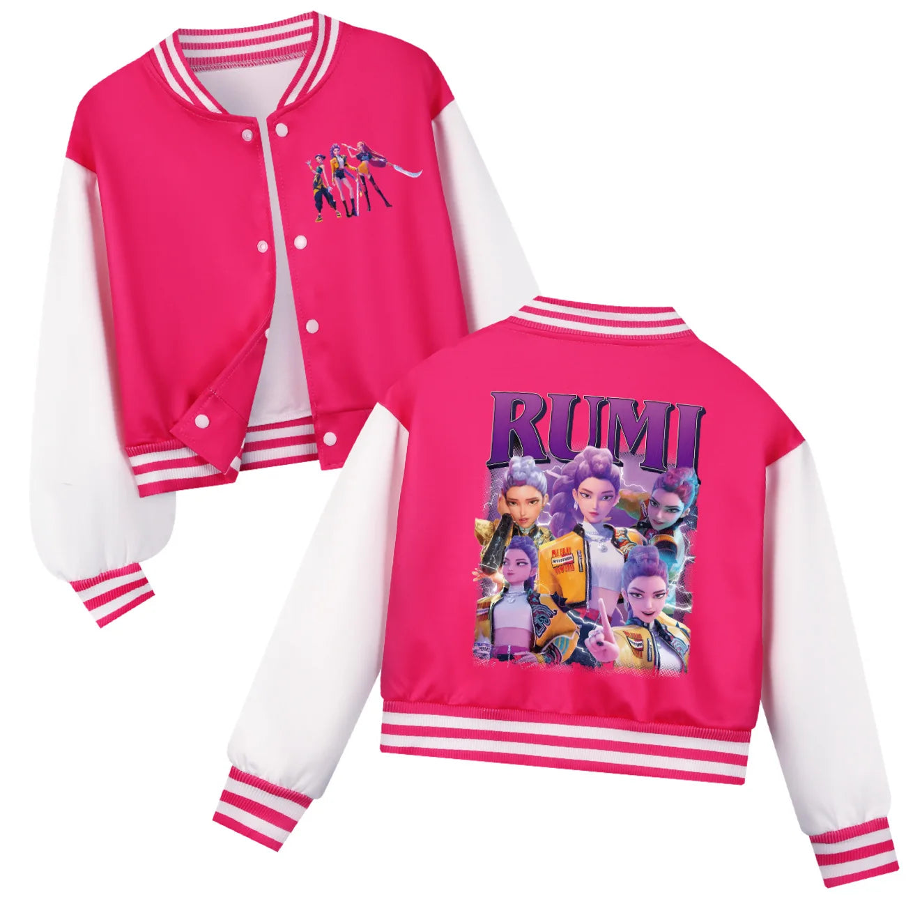 Kids KPop Demon Hunters Huntrix Clothes Boys Baseball Uniform Spring Autumn  Girls Baby Casual Hoodies Children Costume