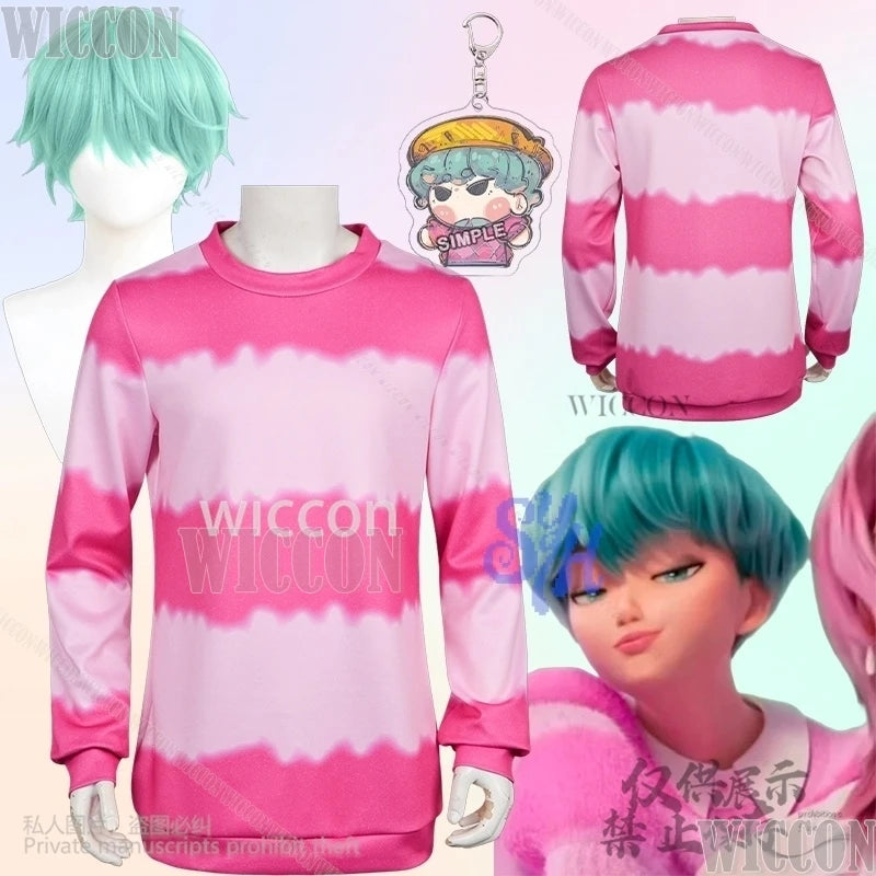 Saja Boys Baby Anime Clothes Kpop Demon Cosplay Loose Round Neck Sweatshirt Sleeve Kawaii Y2k Uniform Wig Halloween Carnival Cos