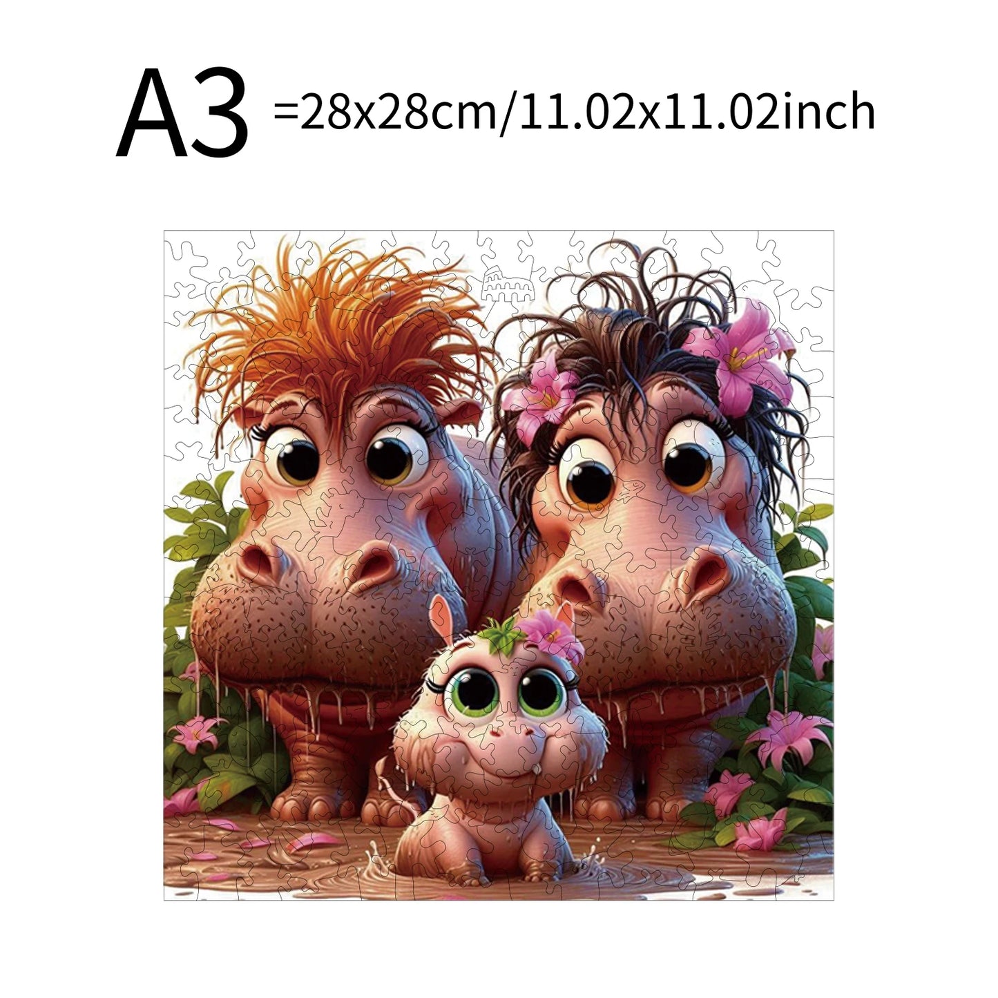 Pig Hippopotamus Animal Puzzles High Quality Jigsaw Puzzle Wooden Puzzle Best Christmas Gift