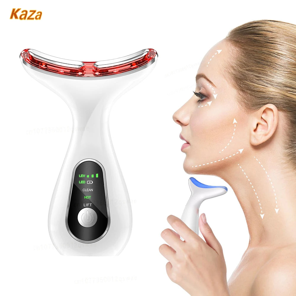 Neck Face Device Vibration Massage for Face and Neck Face Lifting Machine Microcurrents Red Light Therapy Anti Wrinkle