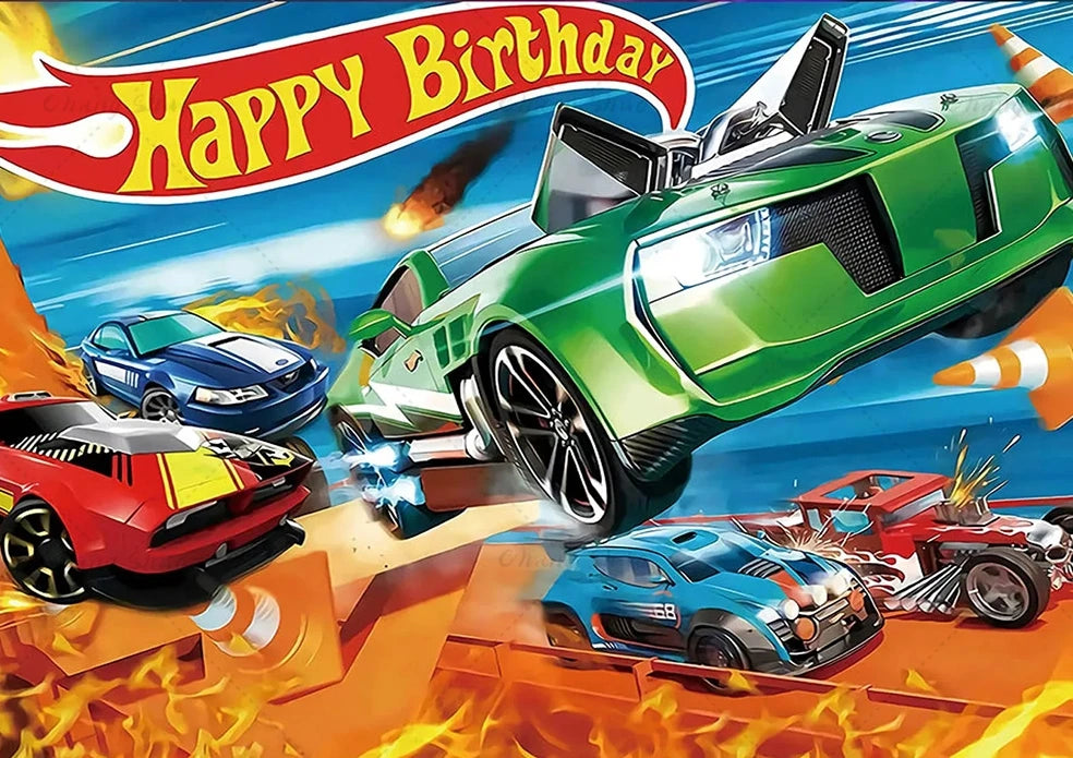 Cars Backdrop Kids Birthday Party Cake Table Decorations Photography Background Lightning McQueen Racing Party Decor Supplies