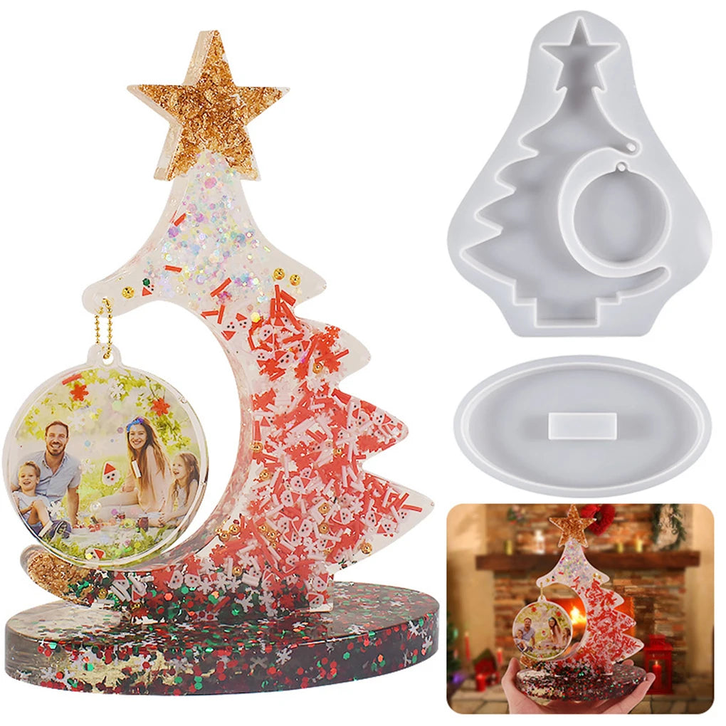 ilicone Mold For Christmas Tree Ornaments Easy To Demould Clear Casting Resin High Detail Durable White Colorful bead chain