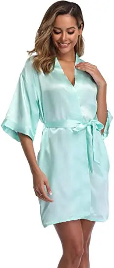 Satin Robe Female Intimate Lingerie Sleepwear Silky Bridal Wedding Gift Casual Kimono Bathrobe Gown Nightgown Sexy Nightwear