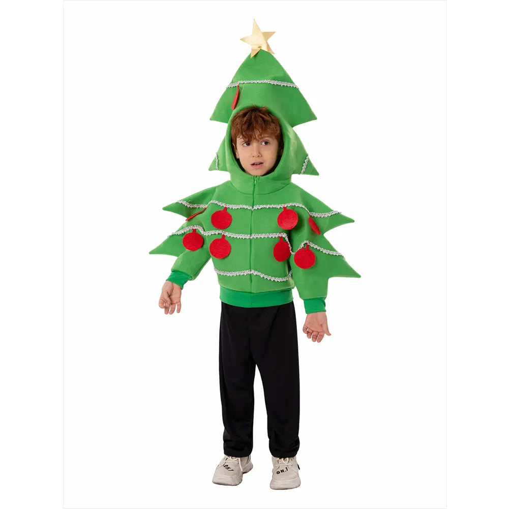 Kids Christmas Tree Cosplay Clothing Coat Boys Girls Children Stage Performance Costume Outfits Halloween Party Disguise Suit
