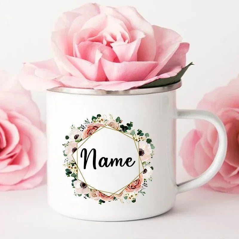 Personal Custom Name Enamel Mug, Bachelorette Party, Coffee Wine Mug, Bridesmaid Cup, Wedding Bridal Shower, Bride Team Gifts