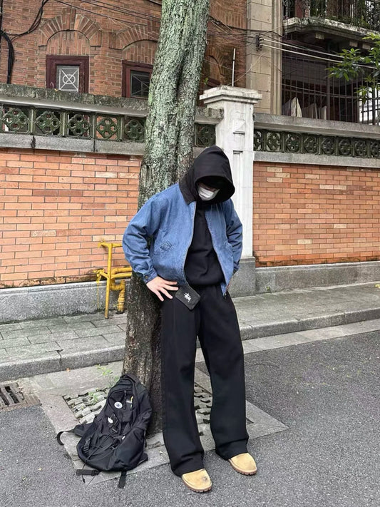 Retro American Waed Blue ort Denim Jaet Men Women Cleanfit Color Blo Detroit Coat Youth Loose Fit Long Sve Jaet