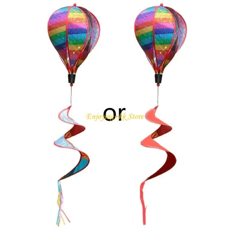 Q1JB Hot Air Balloon Wind Spinner Rainbow Pinwheel Garden Yard Lawn Decoration Gift