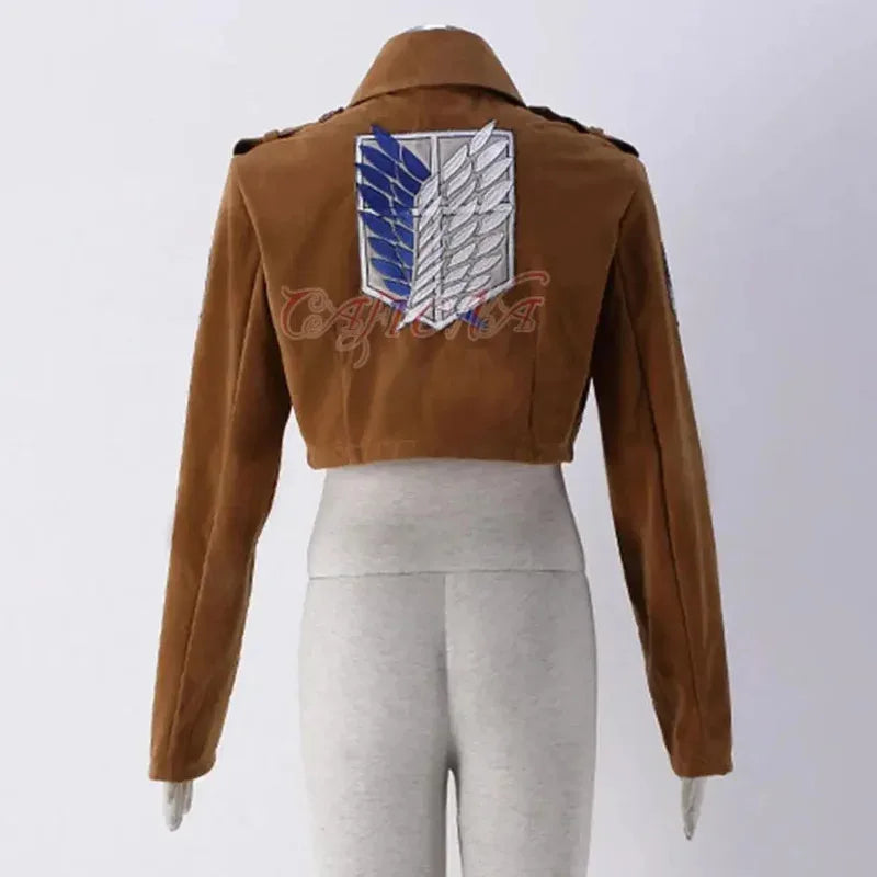 New ★    Hot Attack on Titan Hunter Jacket Eren Levi Mikasa Ackerman Cosplay Costume Cool Short Coat Unisex ★   2025 qi ☆