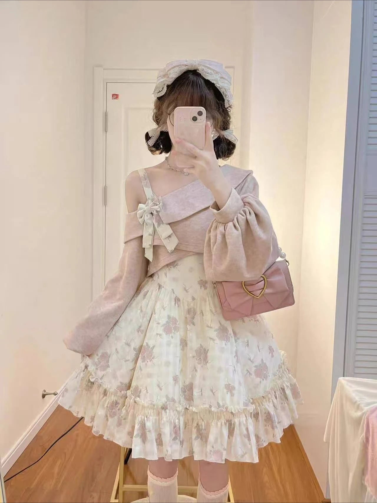 Sweet Lolita Style 2 Piece Dress Set Women Bow Short Coat Kawaii Floral Mini Dress Female Korean Fashion Beach Party Suit