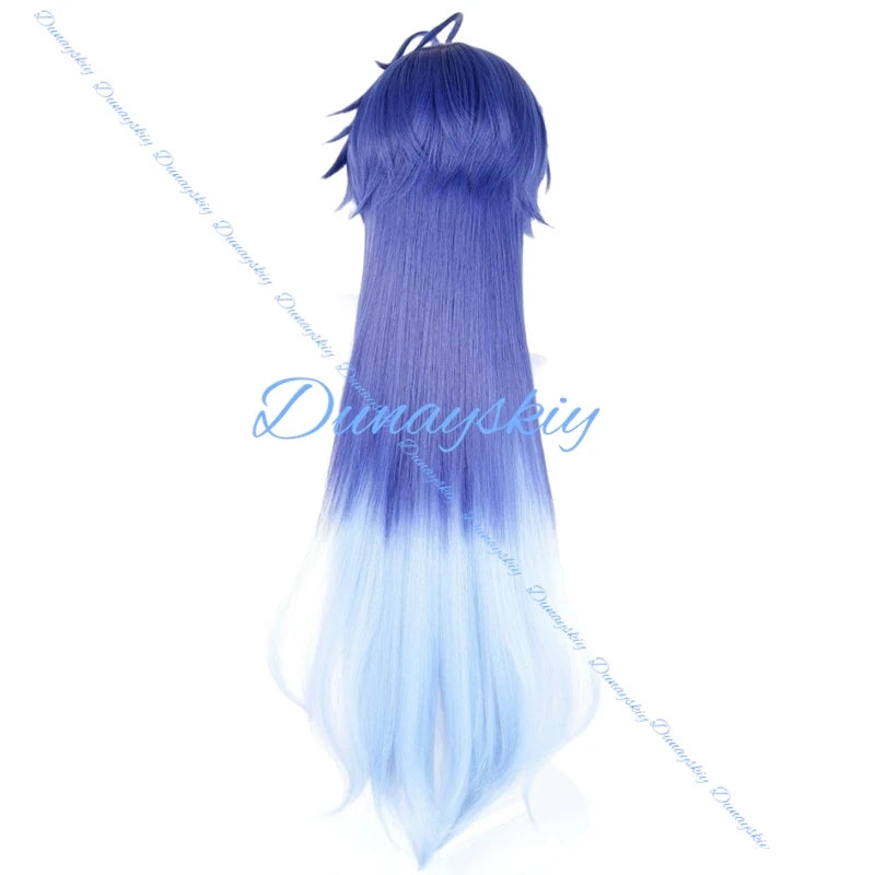 Game Genshin Impact Flins Cosplay Wig Long Blue Heat Resistant Synthesis Hair Halloween Carnival Party Wigs For Women Men
