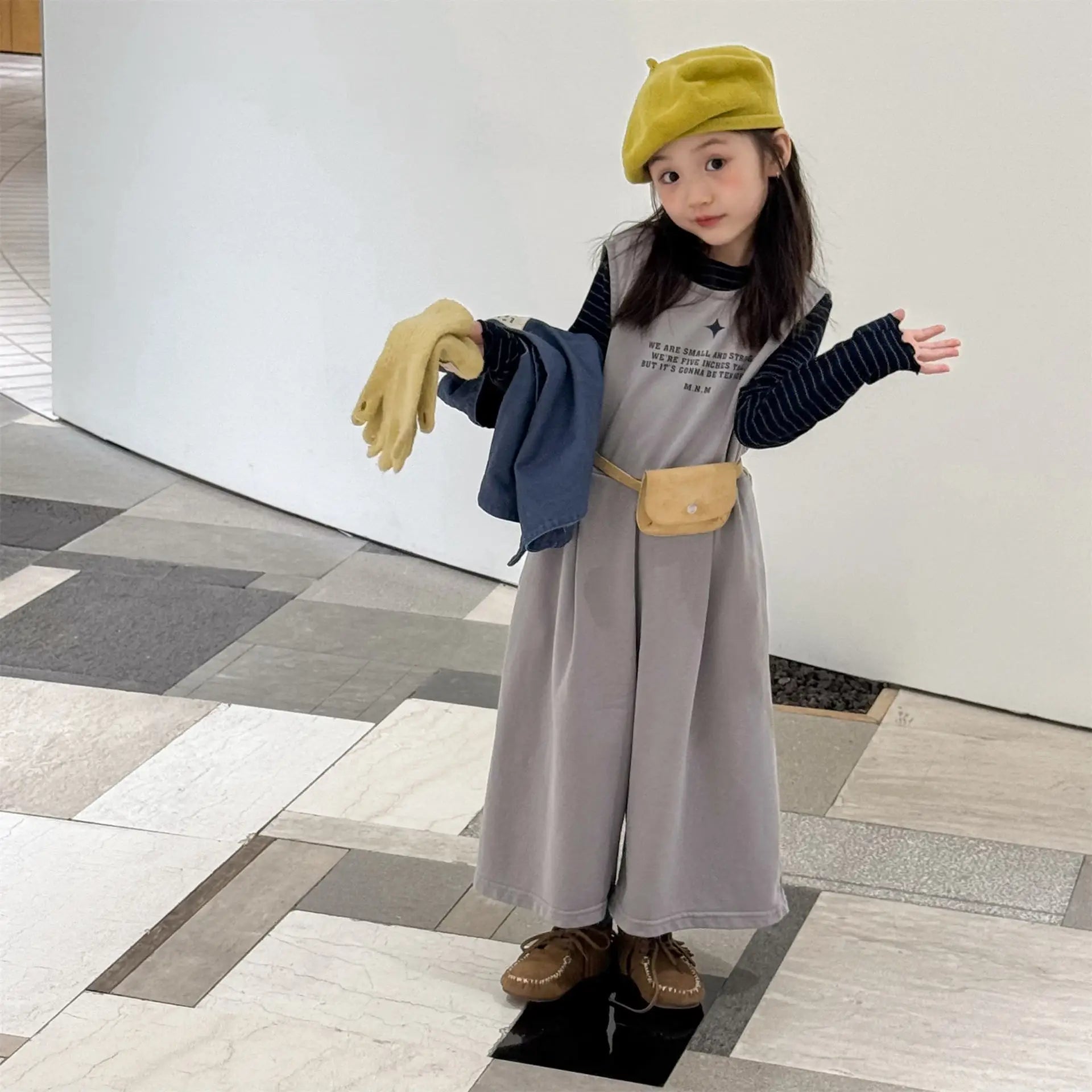 2025 Autumn New Children Casual Jumpsuit Loose Girls Wide Leg Pants Kids Trousers Baby Girl Overalls Toddler Clothes