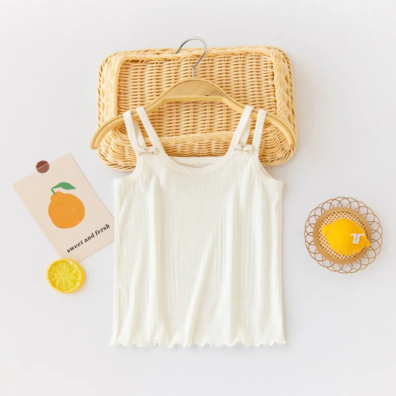 new delivery summer vest modal children clothes kids top bow solid baby 110-160  3-10old underwear 1pc wholesales students