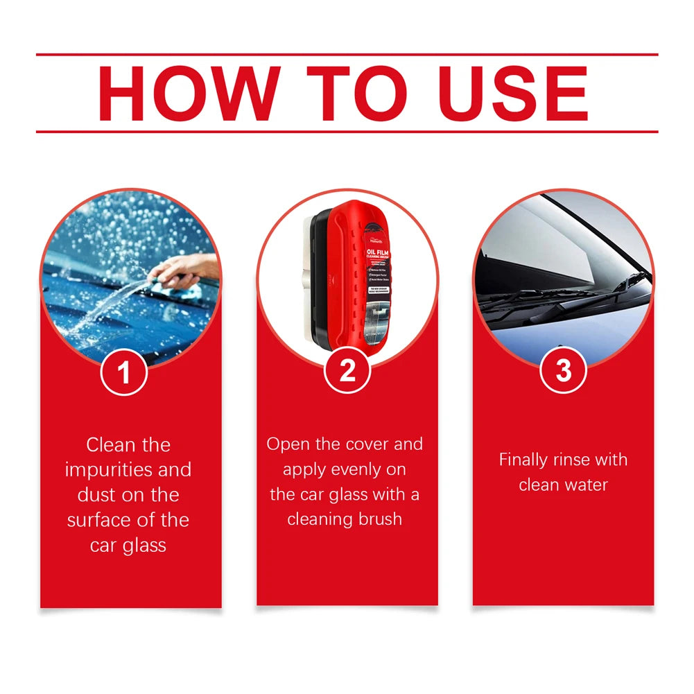 Automotive Oil Film Cleaning Brush Glass Coating for Front Inner Windshield Glass Oil Film Remover Dirt Auto Glass Cleaner Brush