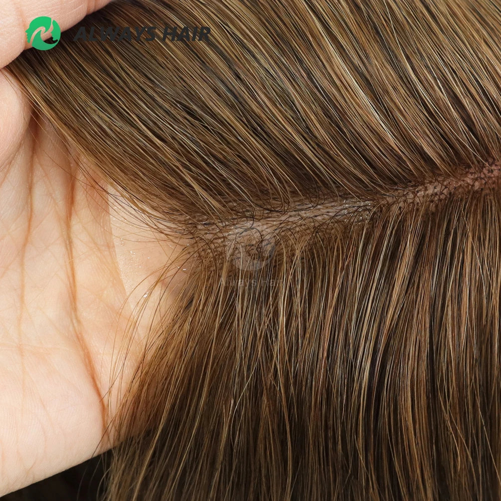 Alwayshair -16" Australia Base Hair Toppers For Woman 7x9 Lace & PU Brazilian Human Hair Toppers Hair Pices for ladies