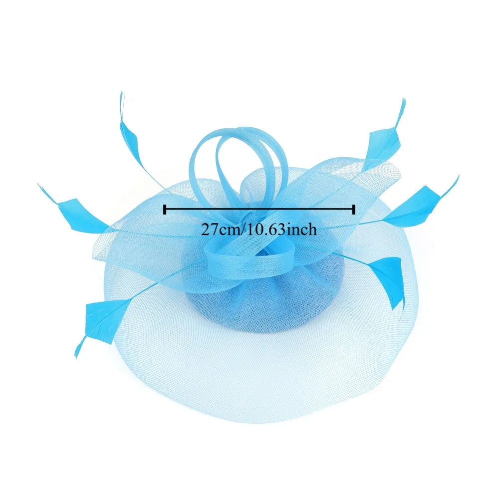 Fashion Feathers Mesh Fascinator Hat Elegant Exquisite Veil Hat Headwear Hair Hoop Sweet Bride Headband Cocktail Party