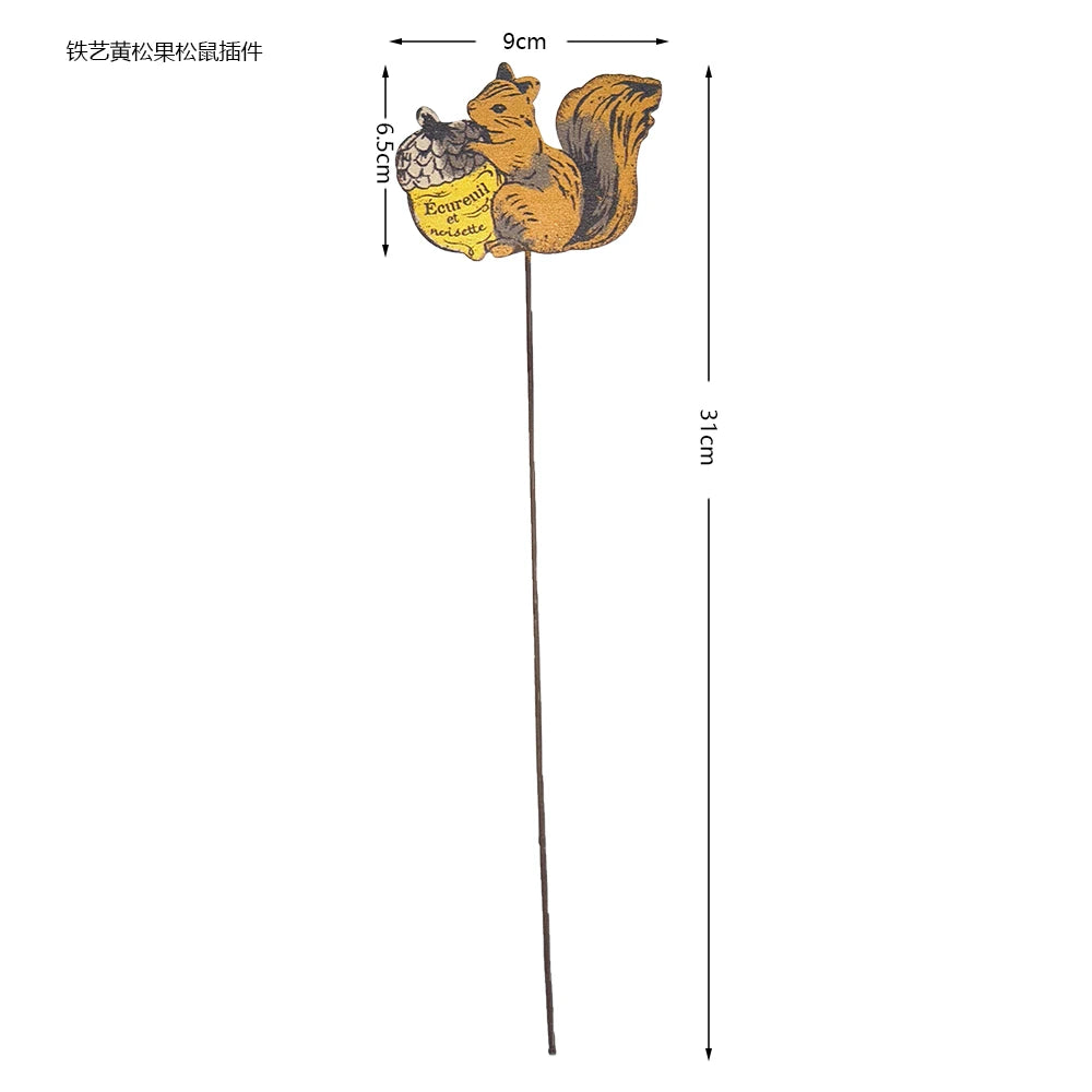 Retro Iron Animal Flower Stake Balloon Ornament Horticultural Groceries Garden Decor Rustic Balcony Plant Markers for Flowerpot