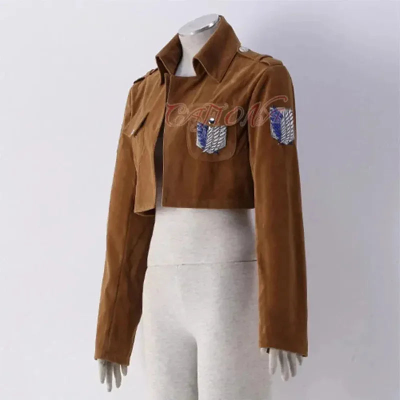 New ★    Hot Attack on Titan Hunter Jacket Eren Levi Mikasa Ackerman Cosplay Costume Cool Short Coat Unisex ★   2025 qi ☆
