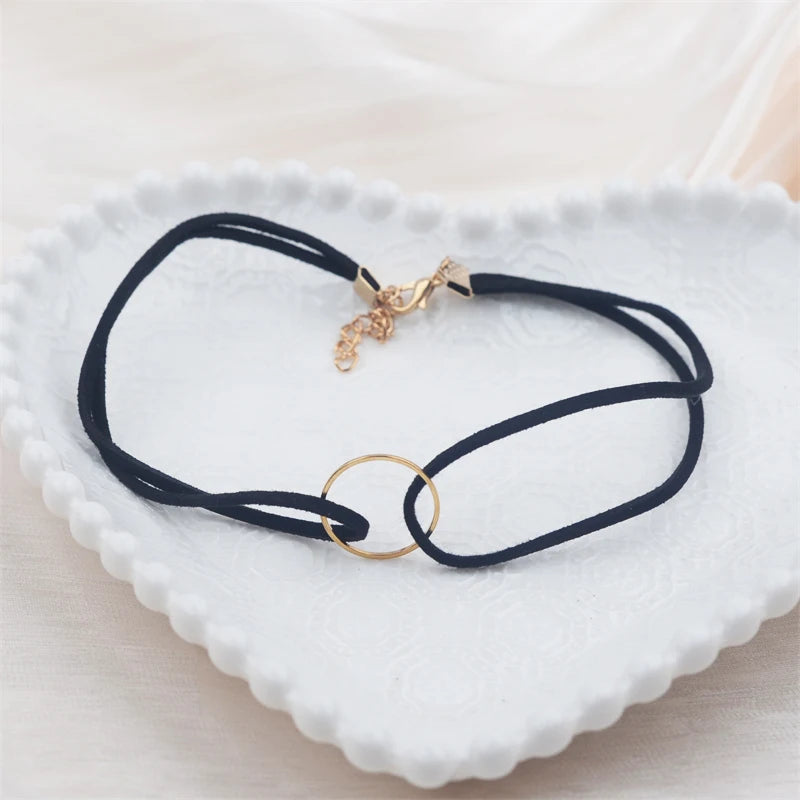 Black Faux Leather Velvet Chokers for Women Short Chain Small Necklaces Punk Skeleton Hand Pendants Collar Christmas Gifts