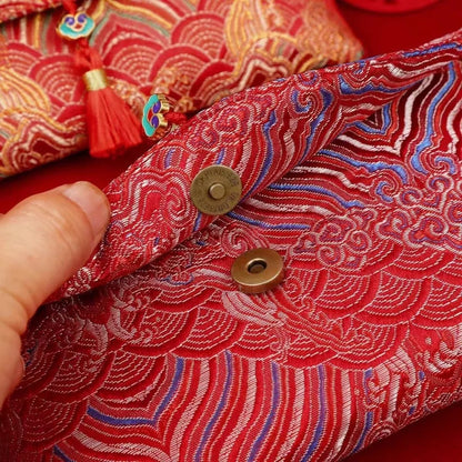 Chinese Style New Year Red Envelope Traditional Brocade Wedding Money Pocket Blessing Magnetic Buckle Red Packet Party Gifts
