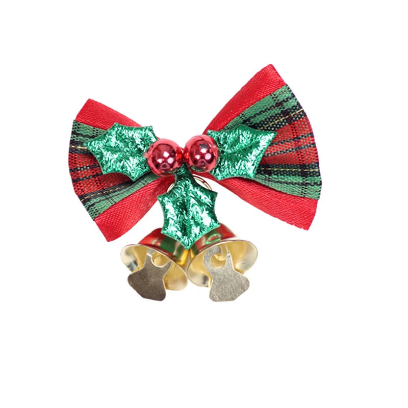 8pcs/pack 3cm Small Bell Bow Christmas Tree Decorations Mini New Year Ornaments Bows Christmas Garland Bell Bowknot Crafts