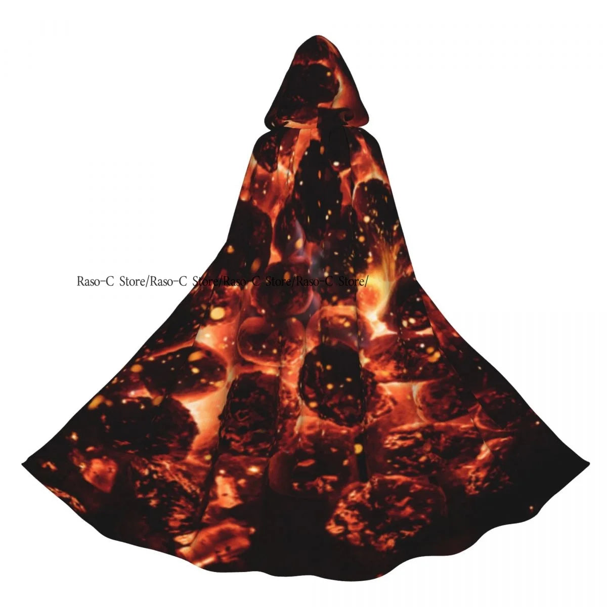 Long Cape Cloak Firestorm Texture Hooded Cloak Coat Autumn Hoodies