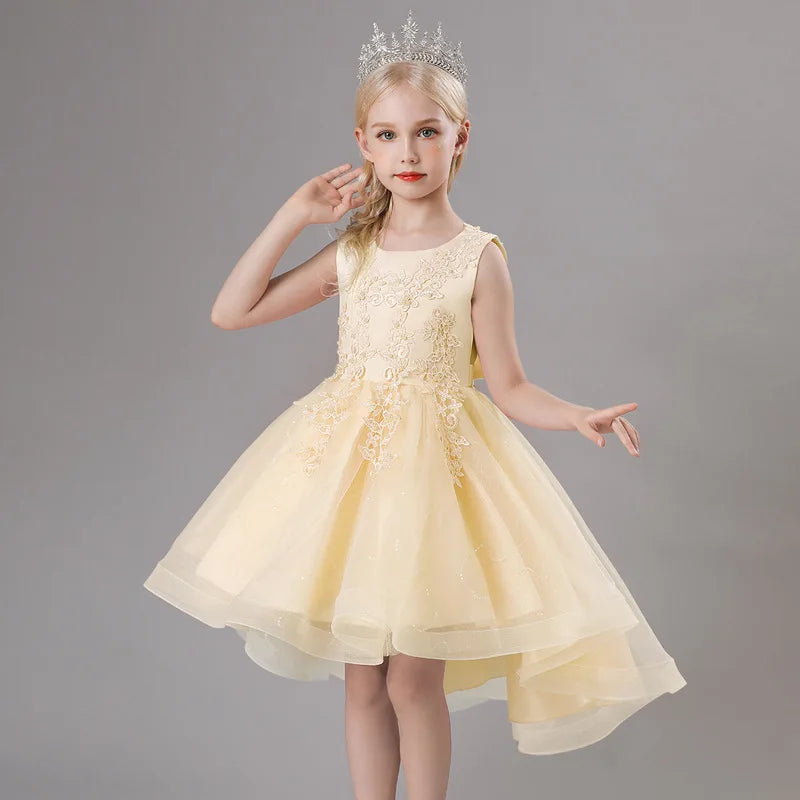 Girls Elegant Party Luxury Princesa Europea Dresses Weddings Christening Prom Garden 3 6 10 12 Years Children Pink Sale Clothing