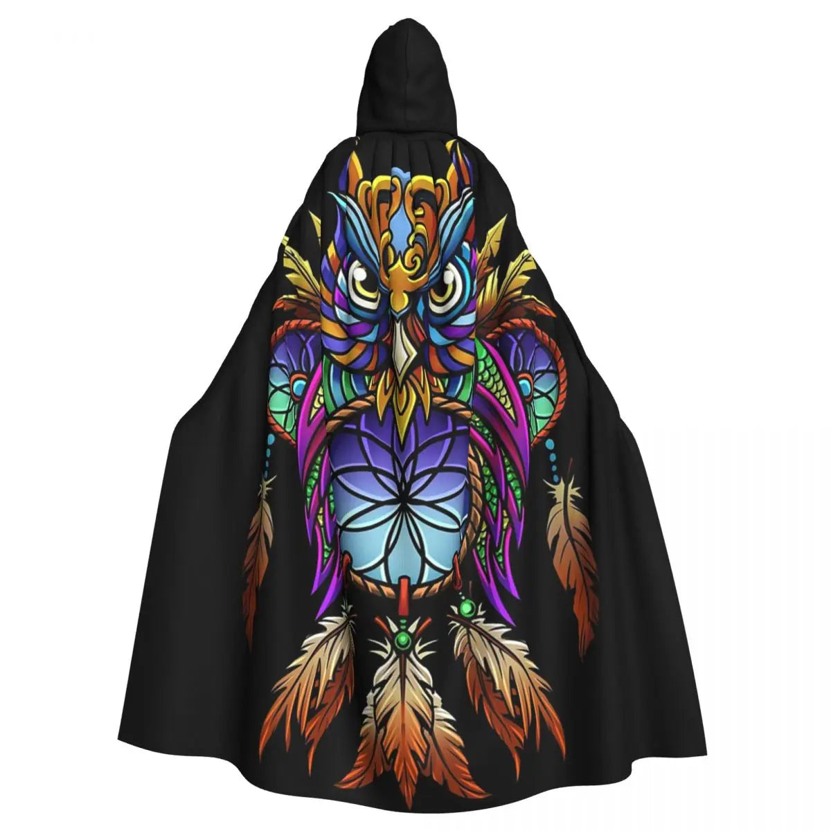 Dreamcatcher Owl Long Hooded Cloak Witch Medieval Costume Cosplay Cape HalloweenVampire Adult Unisex