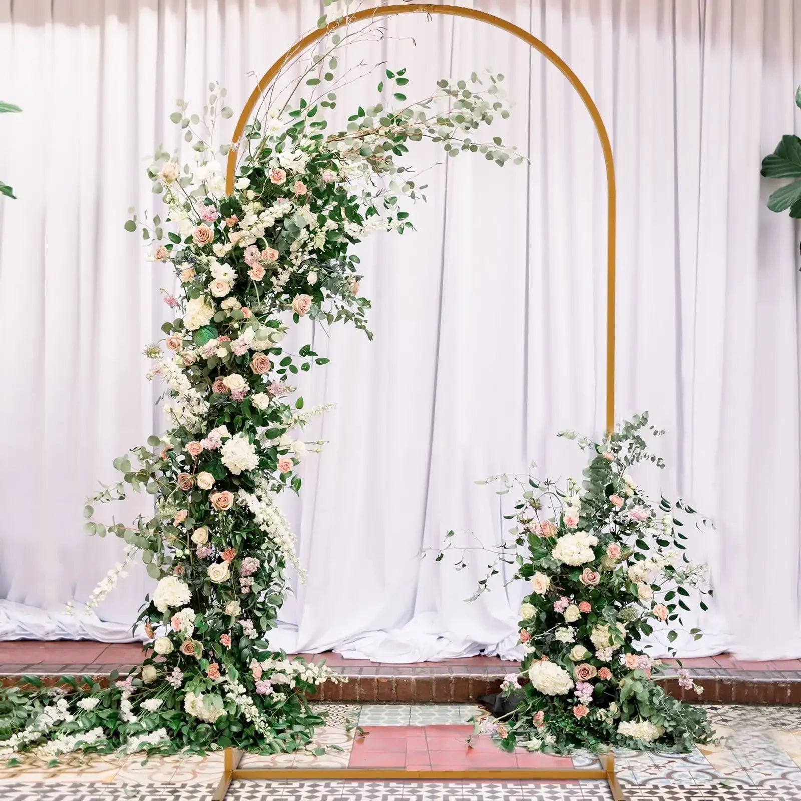 7.2ft Wedding Arch for Ceremony, Golden Balloon Stand, Metal Arch Backdrop for Decor