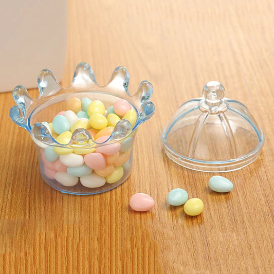 12pcs/lot Crown Candy Box Transparent Chocolate Boxes Packing Box Bride Groom Wedding Decoration Birthday Party Favor Gifts