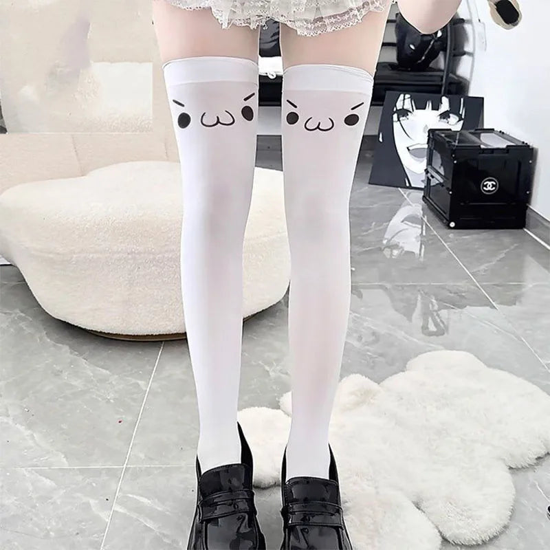 Anime Meow Cute Lace Stockings Women Sexy Lingerie Fancy Thigh-Highs Hosiery Ladies Erotic Over-the-Knee Stockings Lolita Socks