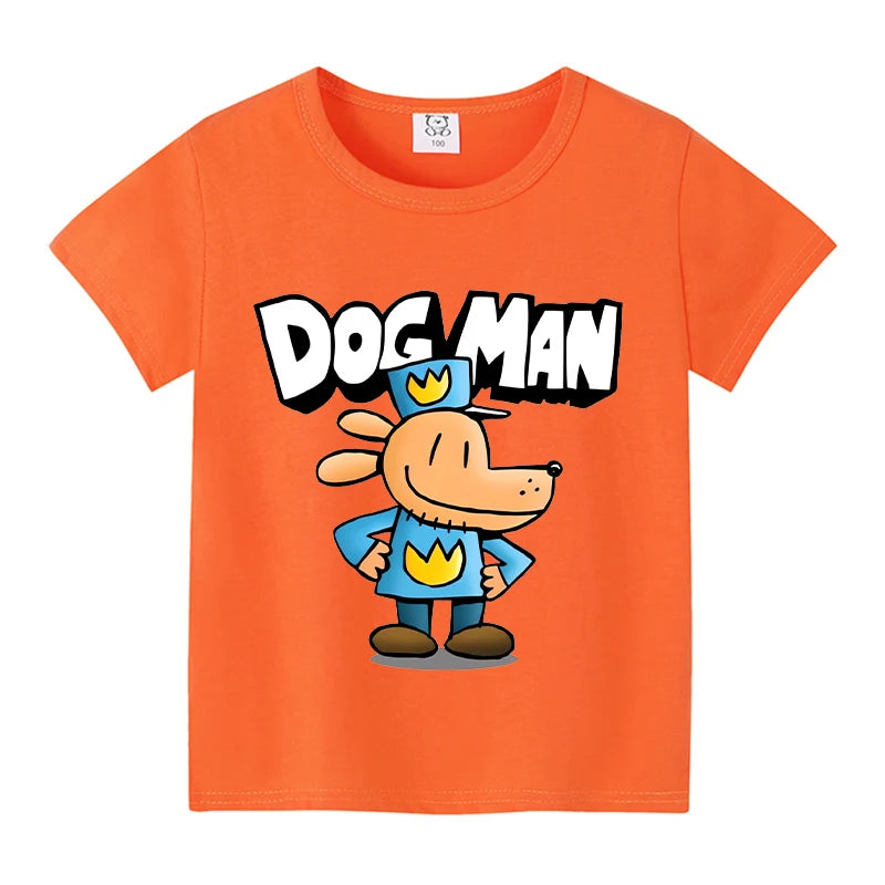 New Dog Man Children T-shirts Cute Cartoon Figure Printed T-shirt Kawaii Baby Boys Casuals Short Sleeves Tops 2025 Kids Clothes