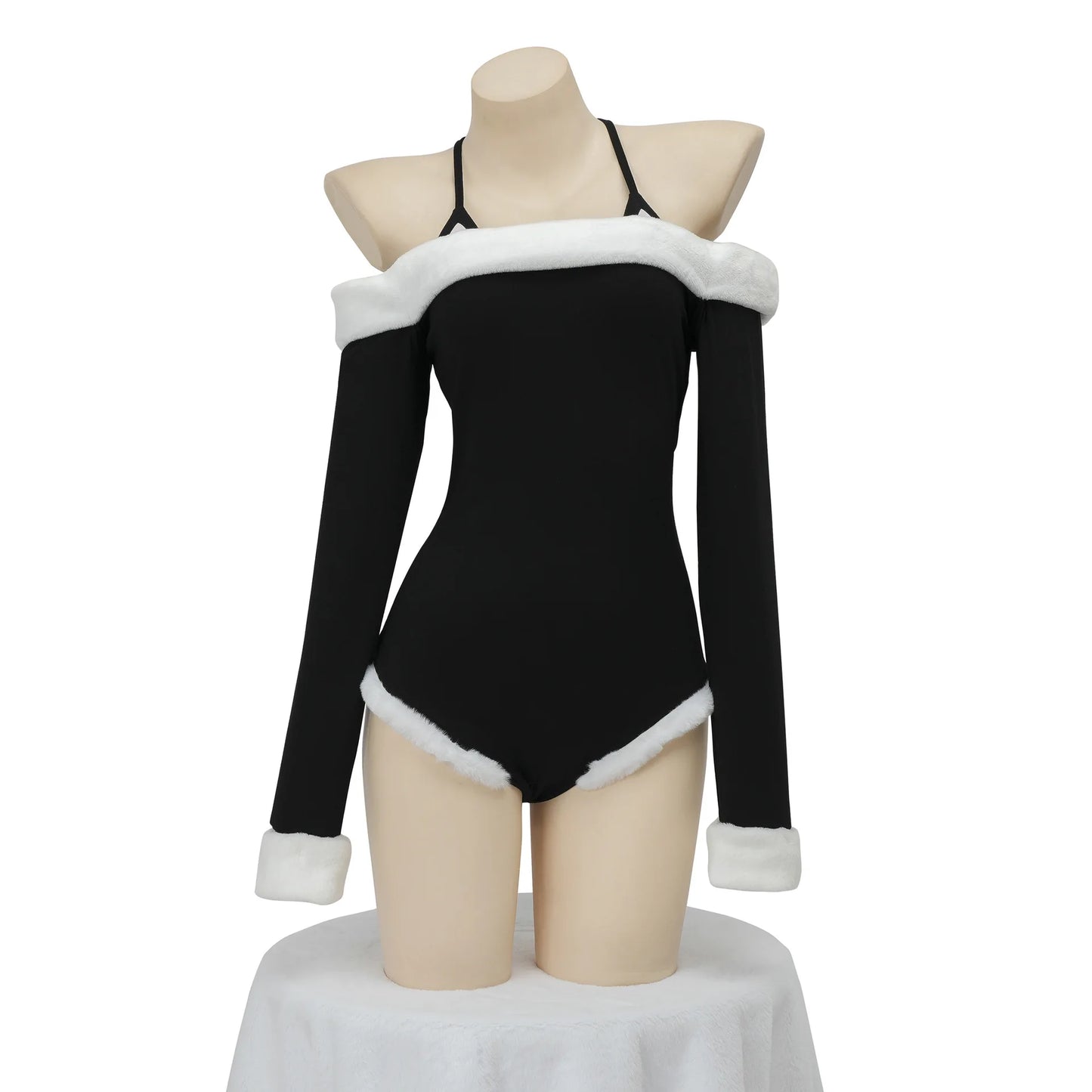 Black sexy tights One shoulder plush edge cosplay anime Halloween Carnival Christmas Eve Carnival