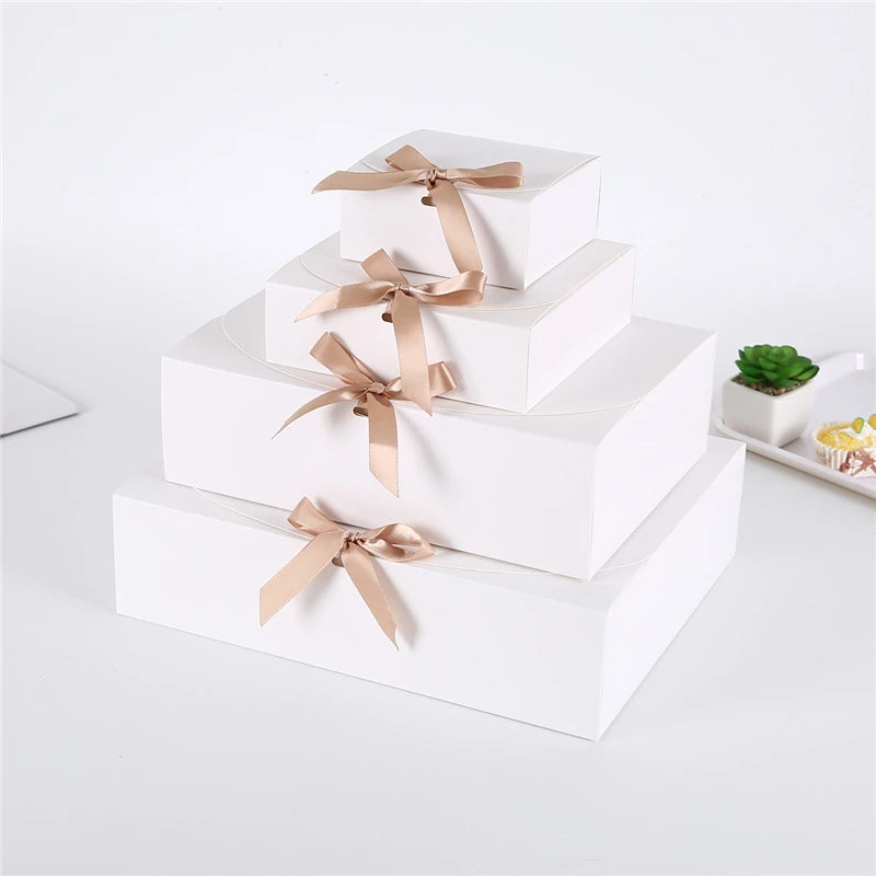 StoBag 5pcs White/Pink Gift Box Wedding Birthday Party Favors Clothes Storage Handmade Cookies Packaging Support Customization
