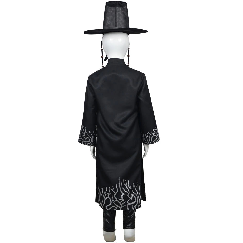 Kids Jinu Cosplay Costume Saja Boys Demon TV Hunters Roleplay Children Coat Pants Hat Outfits Halloween Carnival Party Suit