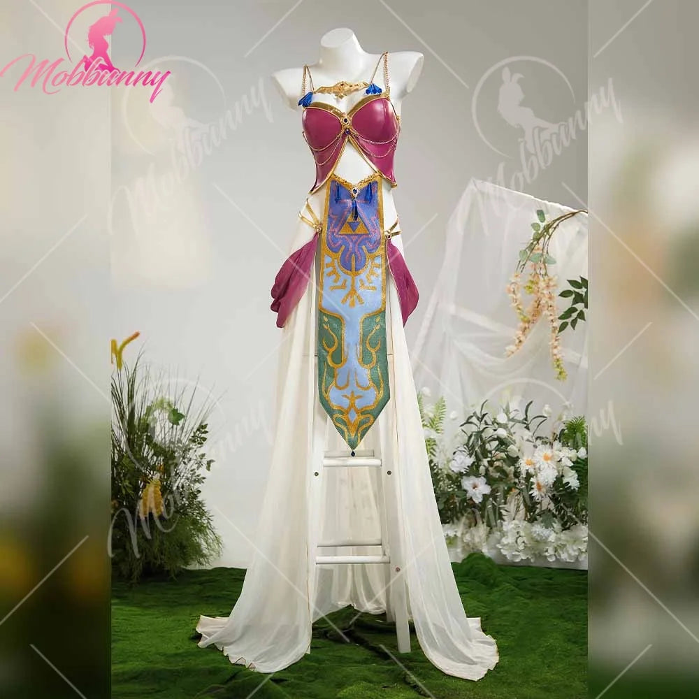 MOBBUNNYWomen Princess Cosplay Costume Anime Dance Dress Outfit Sexy Lingerie Short Top with Panty and Ribbon Halloween