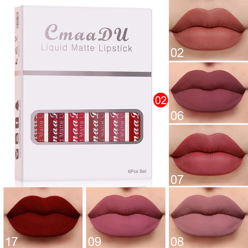 6 Boxes Of Matte Non-stick Cup Waterproof Lipstick Long Lasting Lip