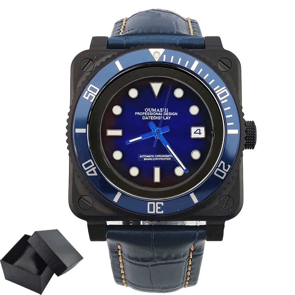 Fashionable square men's watch NH35  Luxury sports automatic movement Sapphire glass water-resistant 10ATM cowhide strap watches