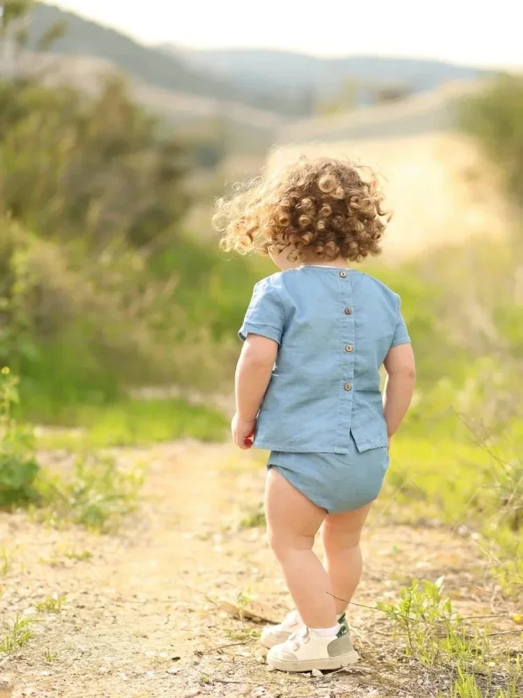 Malis 2024 Weekday Kids Denim Clothes Girls V Neck Long Dress Baby Denim Sets Boys Short Sleeve Shirt Outfits