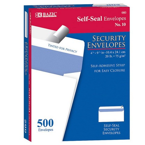 Bazic 5064    #10 Self-Seal Security Envelope (500/Box)  CASE OF 5