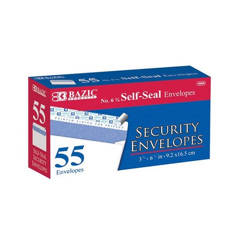 Bazic 5066   #6 3/4 Self-Seal Security Envelope (55/Pack)  Case of 24
