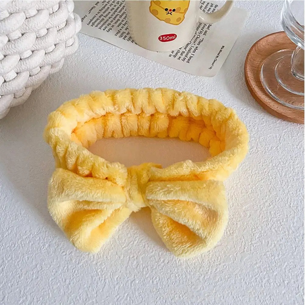 Elastic Coral Fleece Hair Band Knot Soft Bow Make Up Hairband Fluffy Bowknot Cosmetic Headbands Women